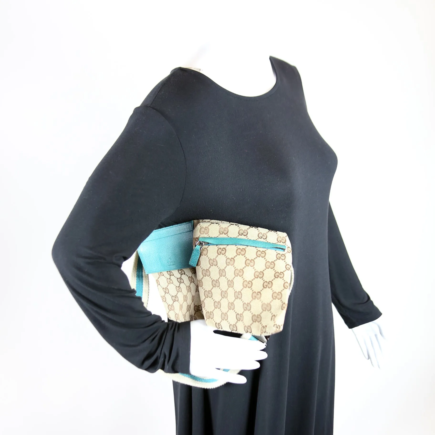 28566 GG Canvas Waist Bag Blue