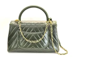 Chanel Calfskin Coco Chevron Quilted Top Handle Bag