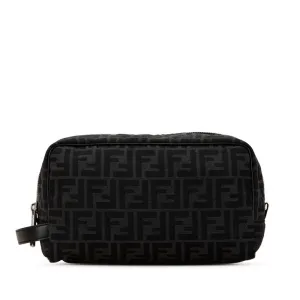 Fendi Canvas Leather FF Pouch Clutch Bag 7N0141