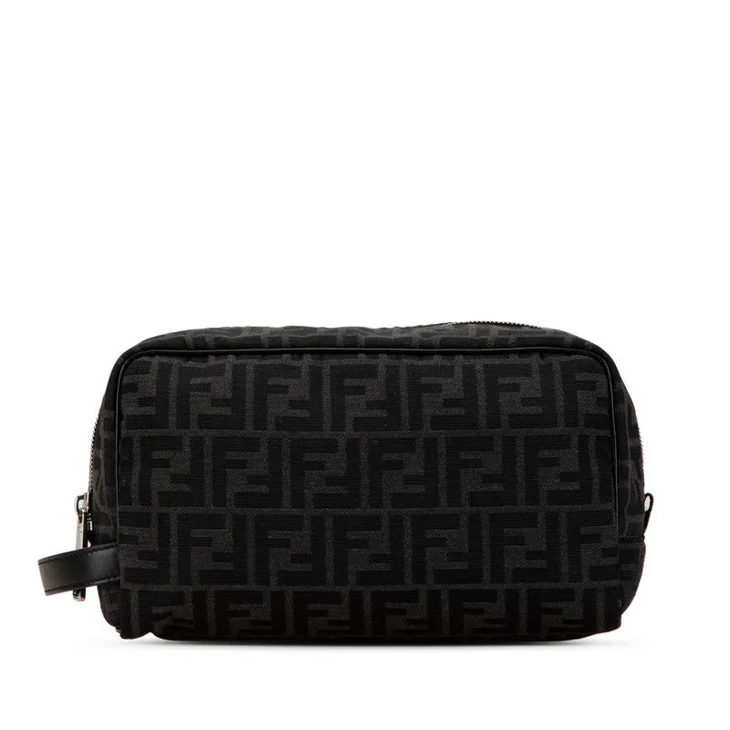 Fendi Canvas Leather FF Pouch Clutch Bag 7N0141