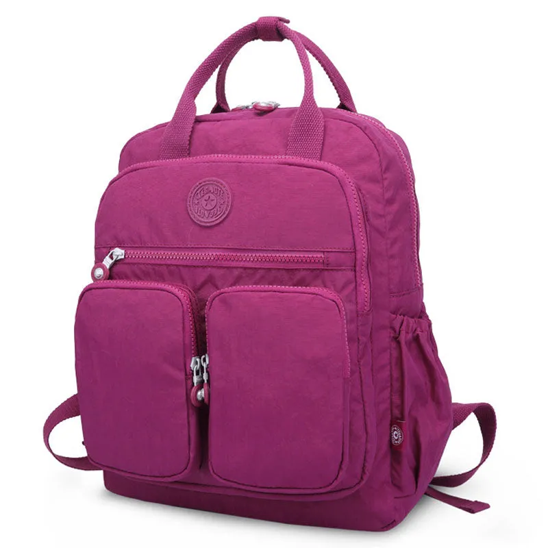 Girls Backpack Double Front Pocket Travel Bookbag Nylon Bag