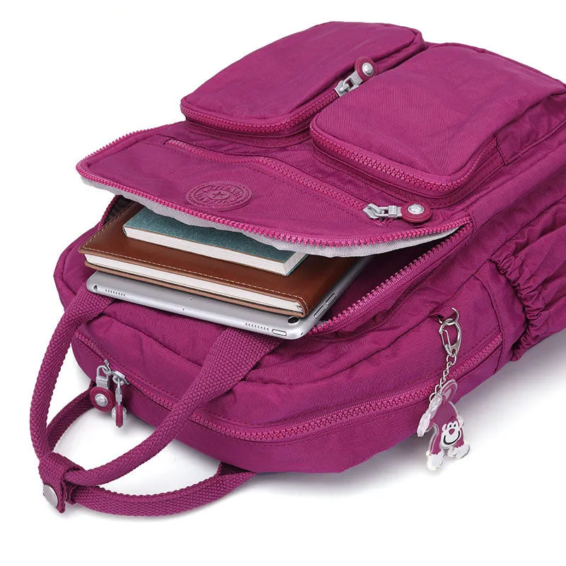 Girls Backpack Double Front Pocket Travel Bookbag Nylon Bag