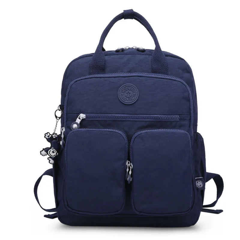 Girls Backpack Double Front Pocket Travel Bookbag Nylon Bag