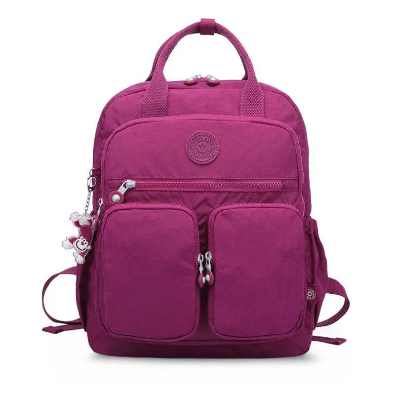 Girls Backpack Double Front Pocket Travel Bookbag Nylon Bag
