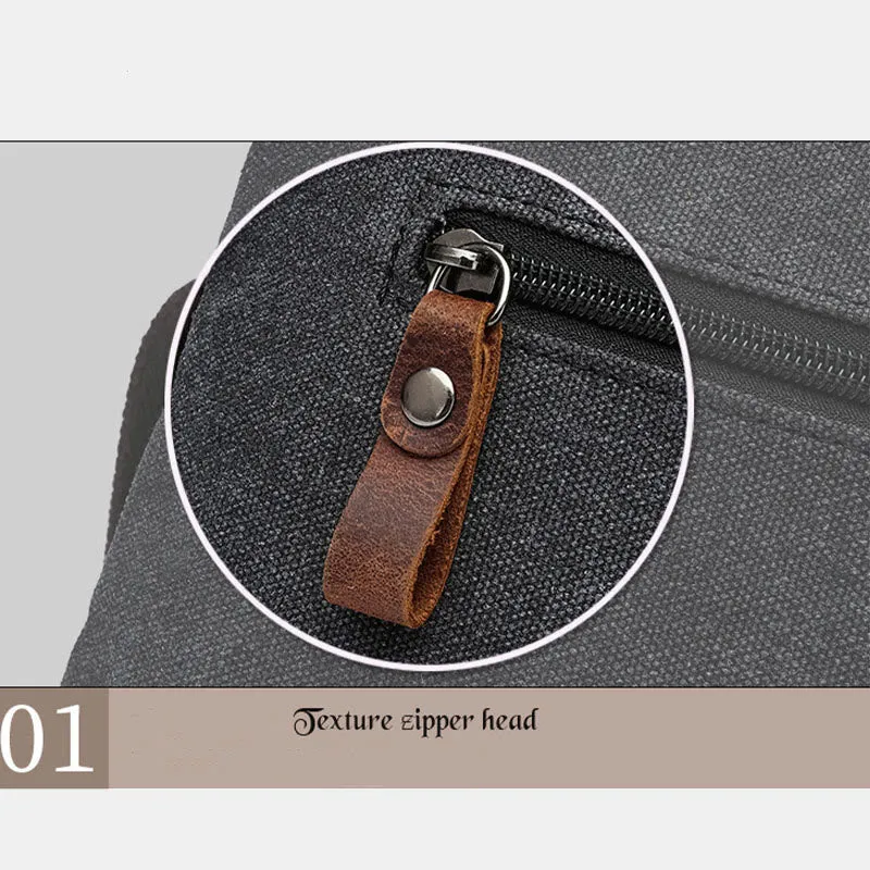 Multi-Pocket Canvas Messenger Bag Crossbody Shoulder Bag for Men