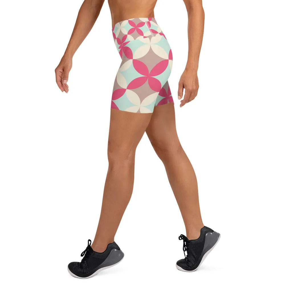 Patterned Pink Yoga Shorts