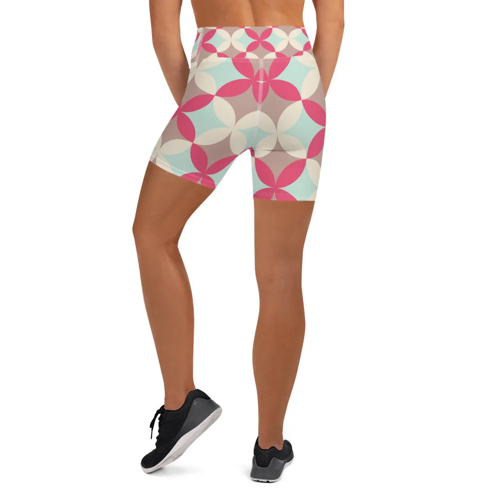 Patterned Pink Yoga Shorts