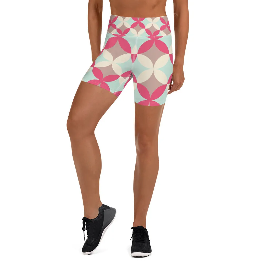 Patterned Pink Yoga Shorts