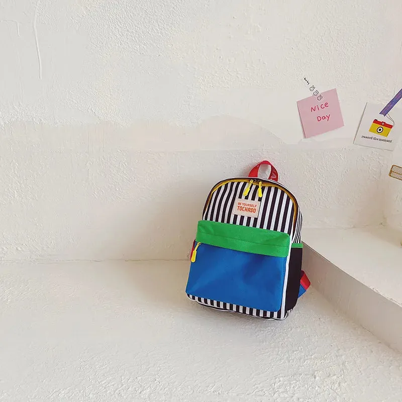 UAKISS  -  Children's Backpack Mini Contrasting Color Letters Boys And Girls Kindergarten Bag Lightweight Comfortable Cute Backpack