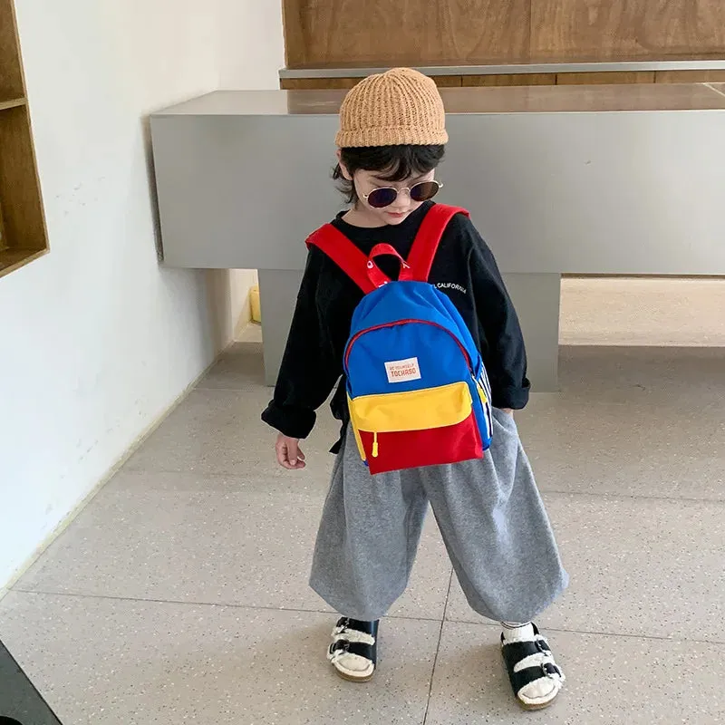 UAKISS  -  Children's Backpack Mini Contrasting Color Letters Boys And Girls Kindergarten Bag Lightweight Comfortable Cute Backpack