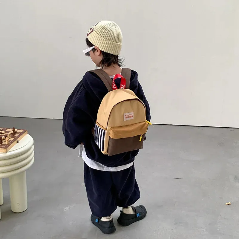 UAKISS  -  Children's Backpack Mini Contrasting Color Letters Boys And Girls Kindergarten Bag Lightweight Comfortable Cute Backpack
