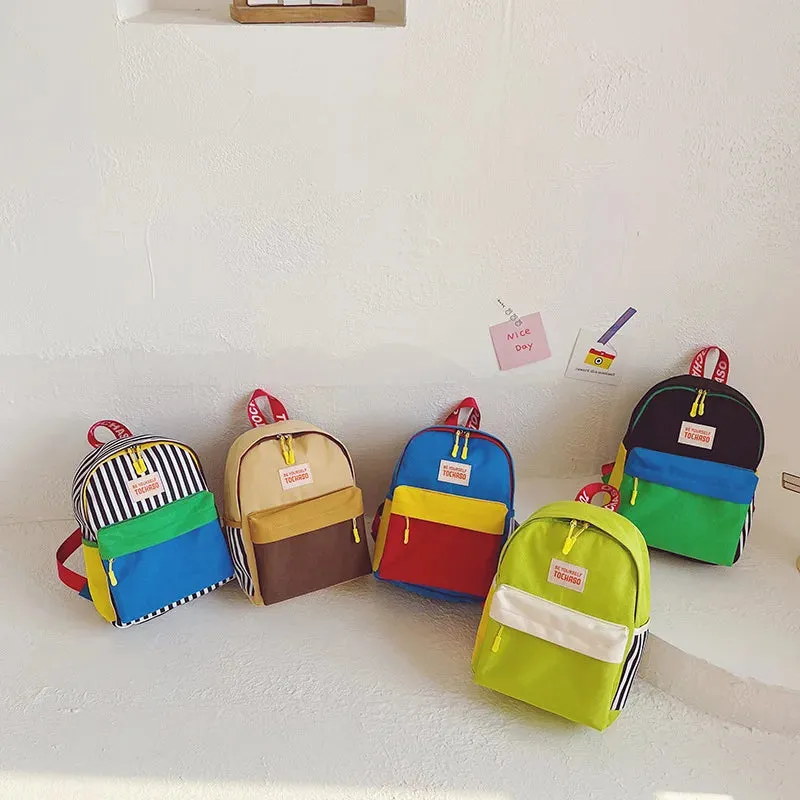 UAKISS  -  Children's Backpack Mini Contrasting Color Letters Boys And Girls Kindergarten Bag Lightweight Comfortable Cute Backpack