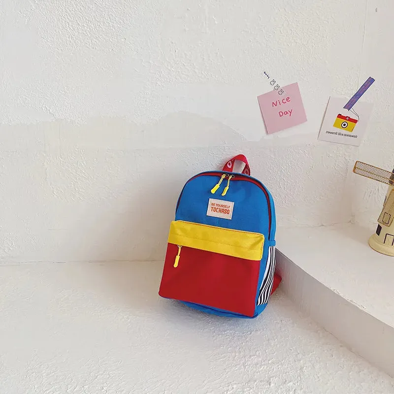 UAKISS  -  Children's Backpack Mini Contrasting Color Letters Boys And Girls Kindergarten Bag Lightweight Comfortable Cute Backpack