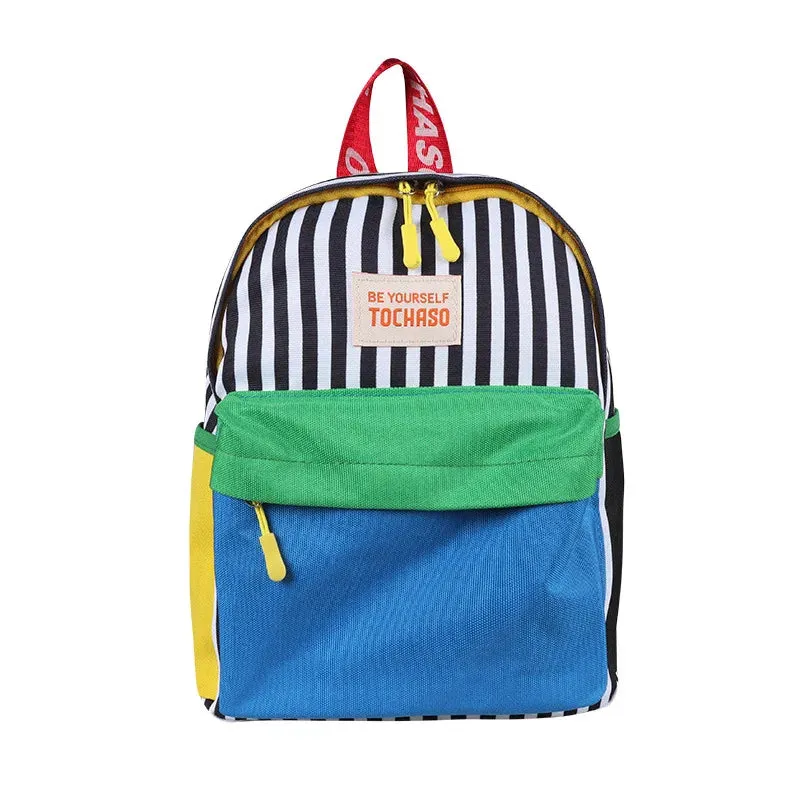 UAKISS  -  Children's Backpack Mini Contrasting Color Letters Boys And Girls Kindergarten Bag Lightweight Comfortable Cute Backpack