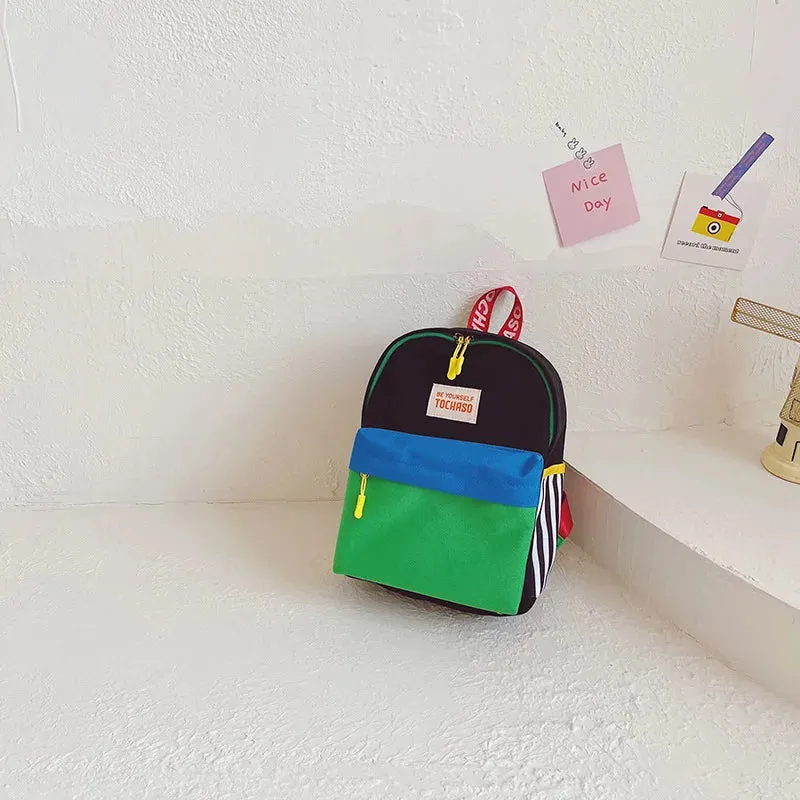 UAKISS  -  Children's Backpack Mini Contrasting Color Letters Boys And Girls Kindergarten Bag Lightweight Comfortable Cute Backpack