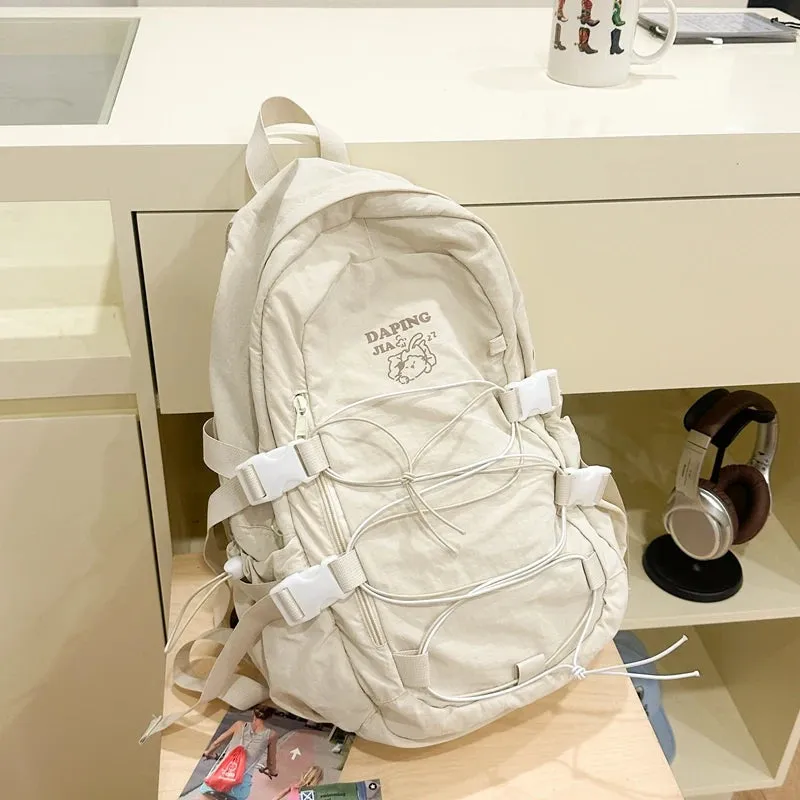 UAKISS  -  Niche design backpack women Japanese casual computer bag Korean lightweight drawstring school bag women large capacity backpack