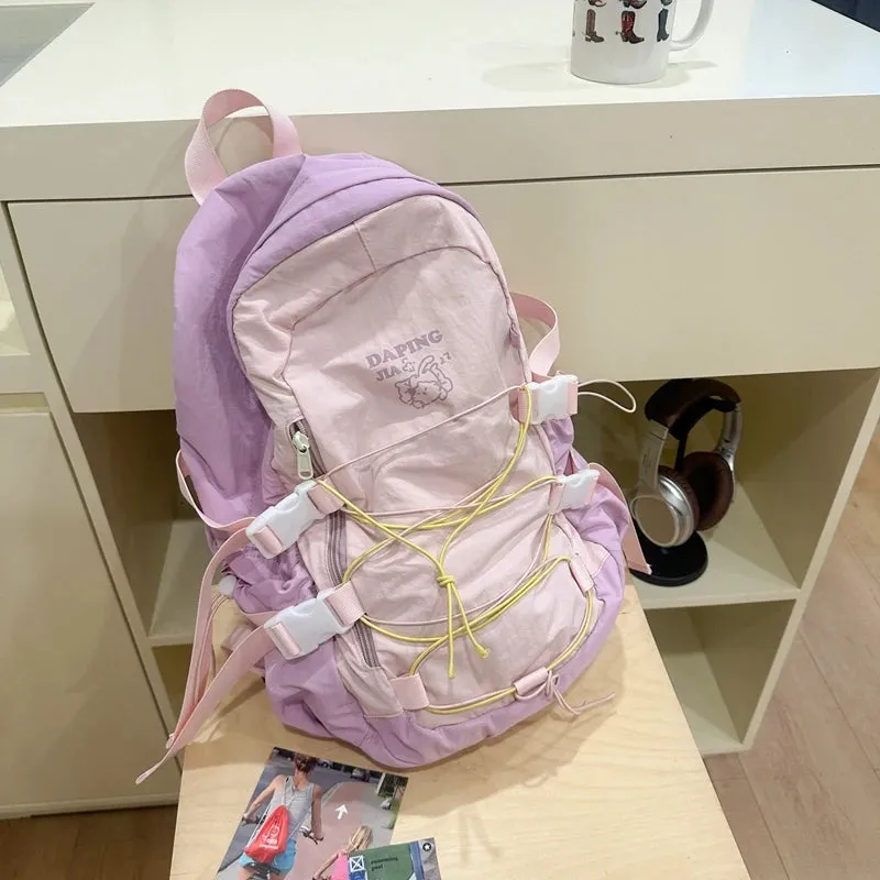 UAKISS  -  Niche design backpack women Japanese casual computer bag Korean lightweight drawstring school bag women large capacity backpack