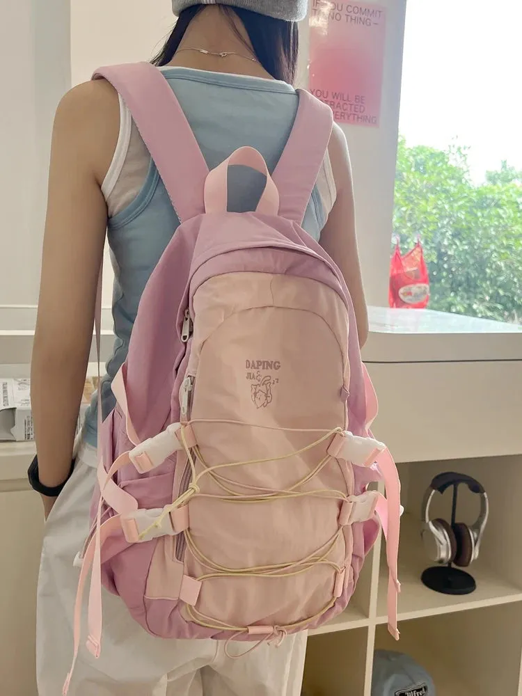 UAKISS  -  Niche design backpack women Japanese casual computer bag Korean lightweight drawstring school bag women large capacity backpack