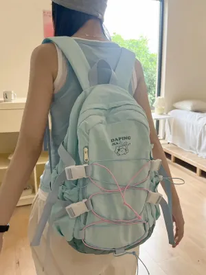 UAKISS  -  Niche design backpack women Japanese casual computer bag Korean lightweight drawstring school bag women large capacity backpack