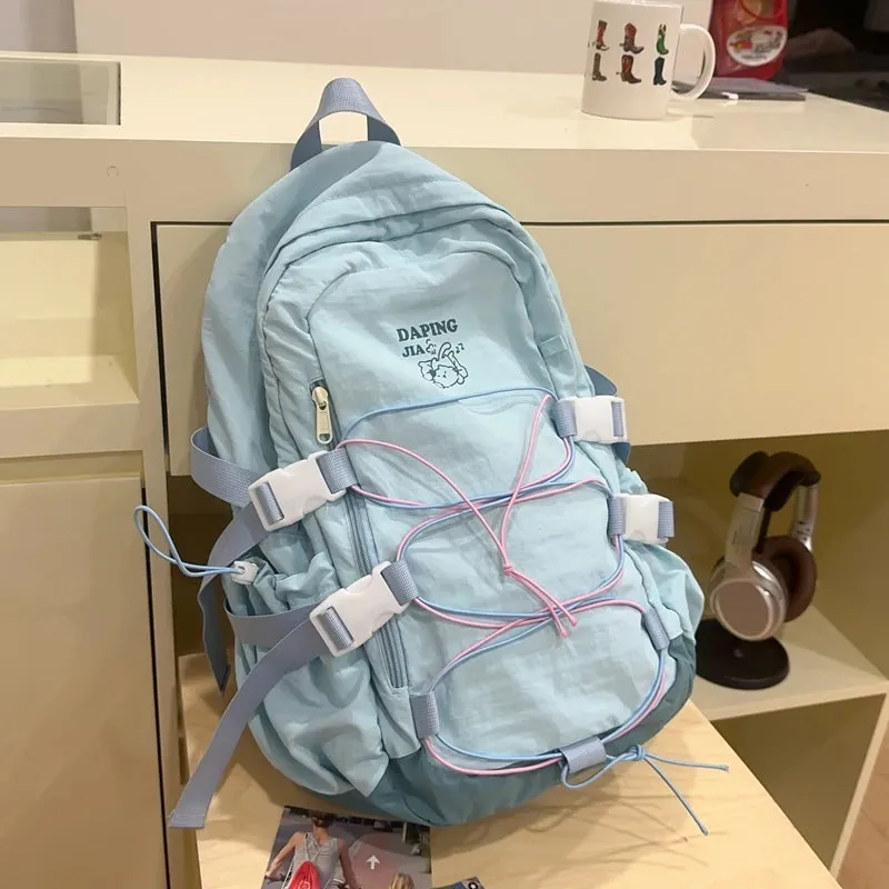 UAKISS  -  Niche design backpack women Japanese casual computer bag Korean lightweight drawstring school bag women large capacity backpack