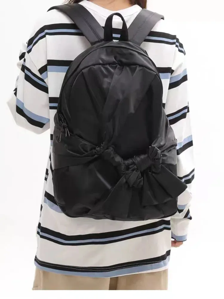 UAKISS  -  Y2k Niche Bowknot Sweet Solid Color Fashion Backpack Casual Schoolbag Handbag Student Leisure Travel Backpack