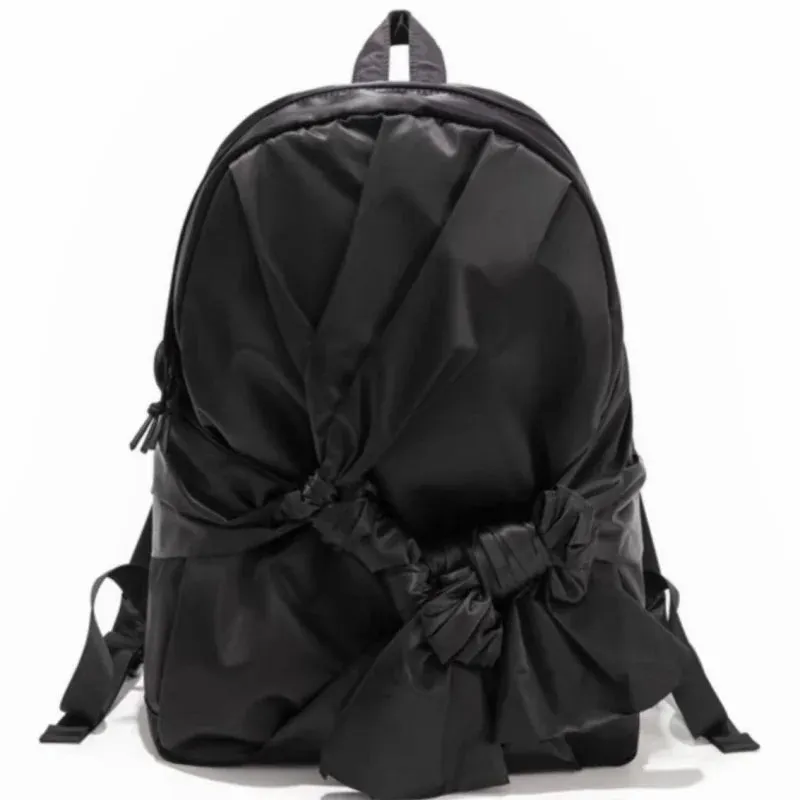 UAKISS  -  Y2k Niche Bowknot Sweet Solid Color Fashion Backpack Casual Schoolbag Handbag Student Leisure Travel Backpack