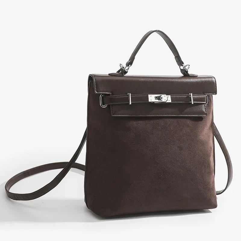 Vintage Backpack For Women Frosted Faux Leather Slim Daypack