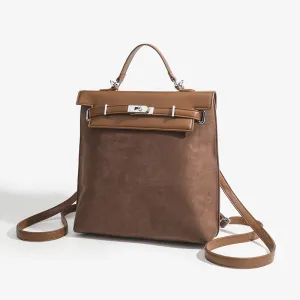 Vintage Backpack For Women Frosted Faux Leather Slim Daypack