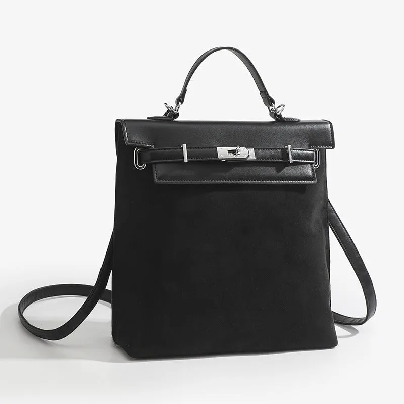 Vintage Backpack For Women Frosted Faux Leather Slim Daypack