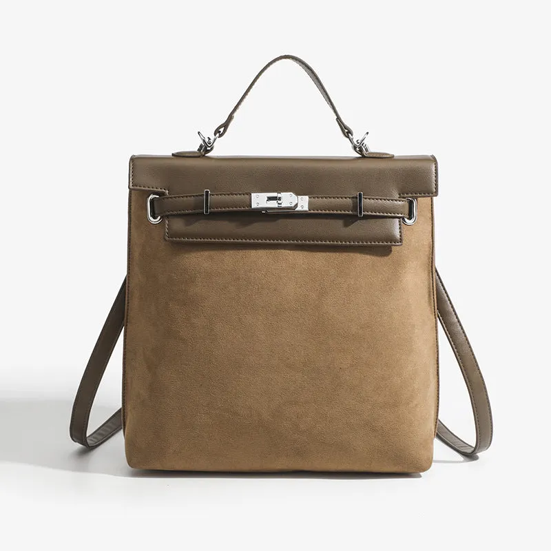 Vintage Backpack For Women Frosted Faux Leather Slim Daypack