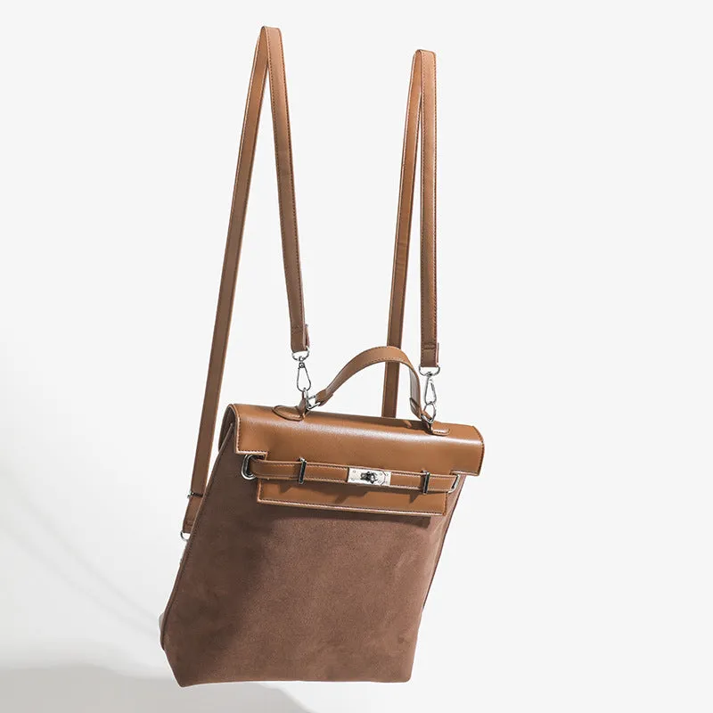 Vintage Backpack For Women Frosted Faux Leather Slim Daypack