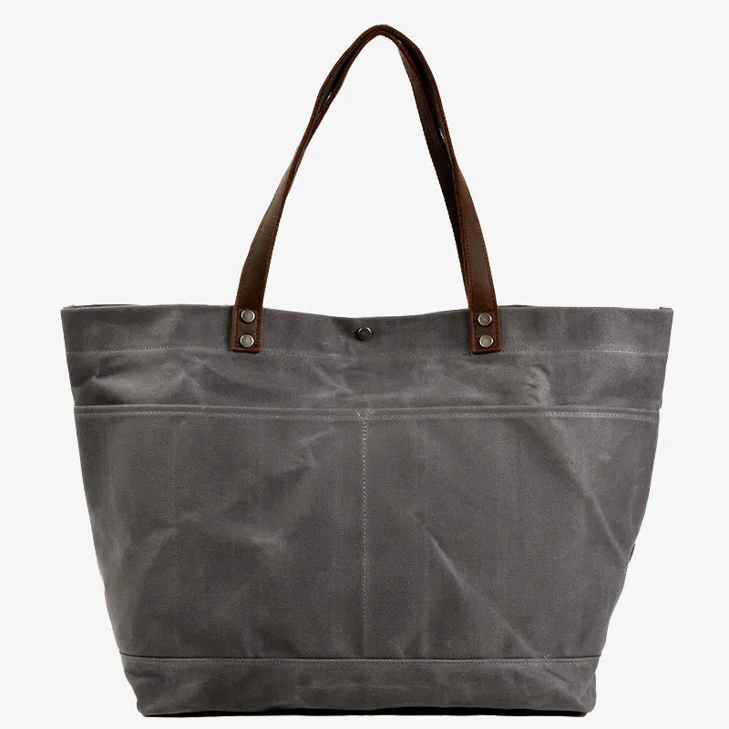 Wax Canvas Tote Bag Concise Handbag Shopping Purse For Women