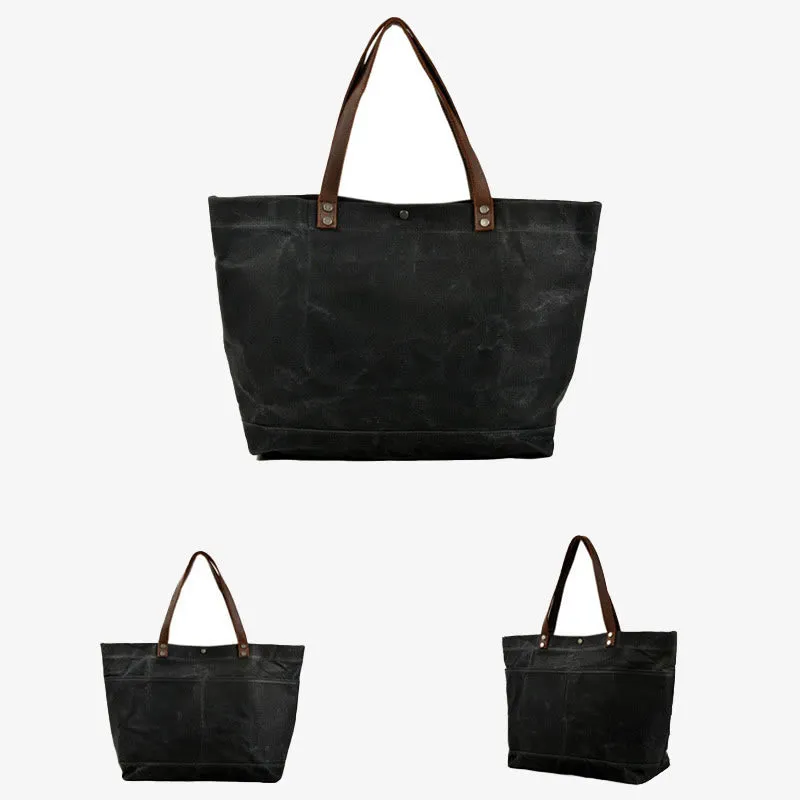 Wax Canvas Tote Bag Concise Handbag Shopping Purse For Women