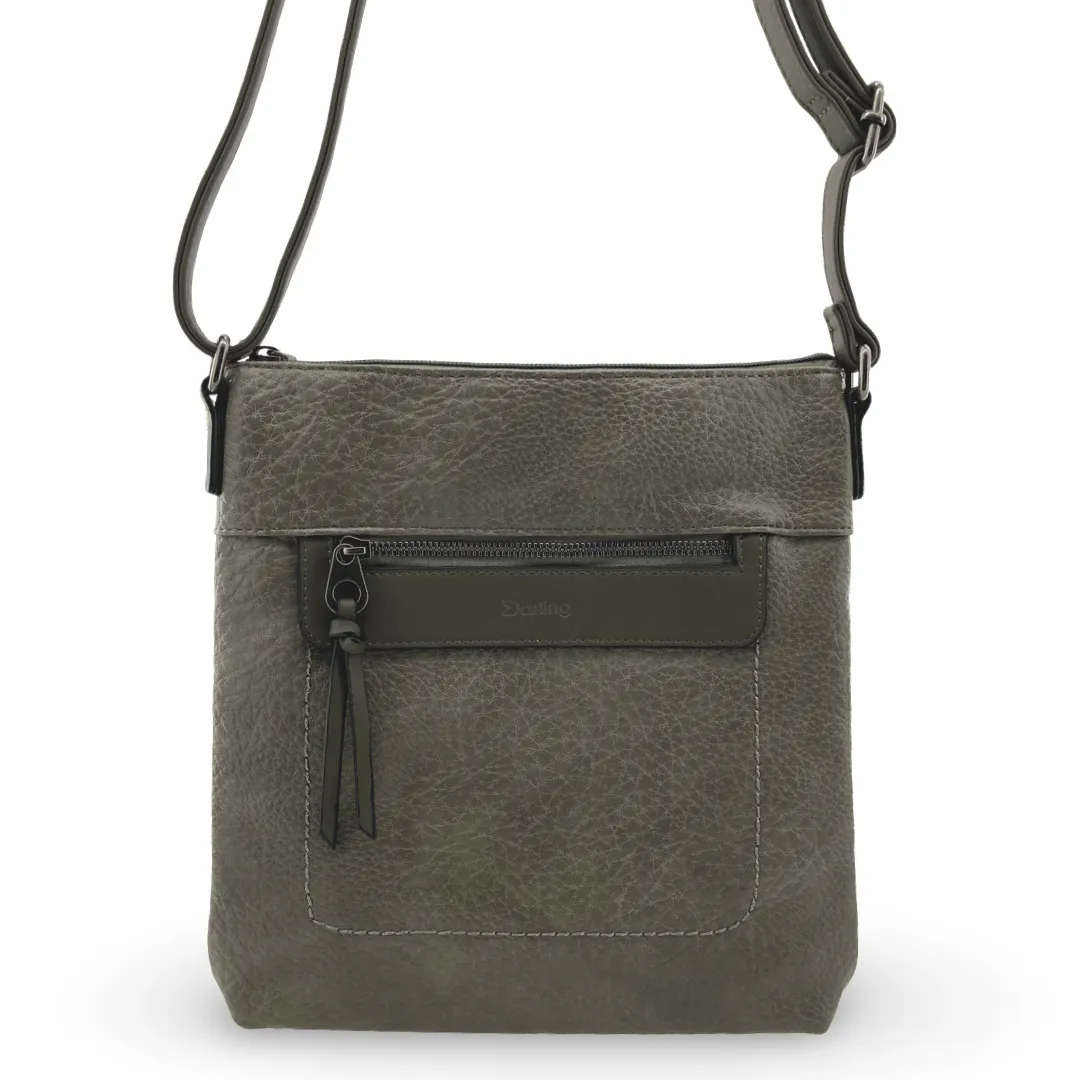YD-7927 - Vegan Leather Flat Shoulder Bag - Medium Small - 12 Colors