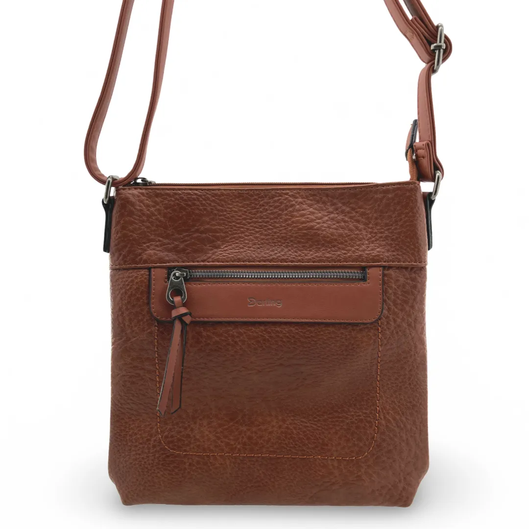 YD-7927 - Vegan Leather Flat Shoulder Bag - Medium Small - 12 Colors