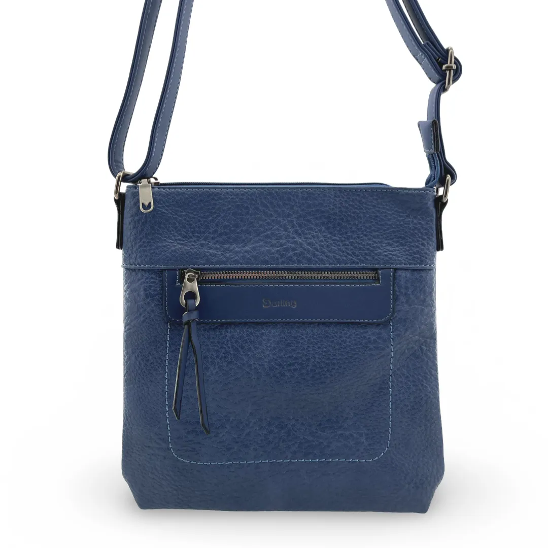 YD-7927 - Vegan Leather Flat Shoulder Bag - Medium Small - 12 Colors